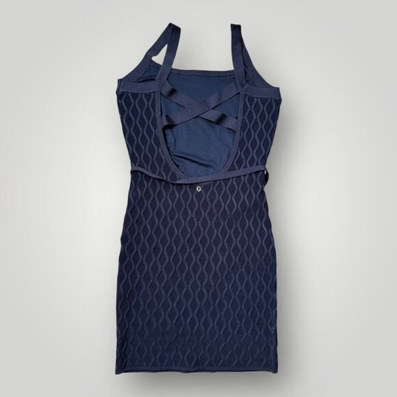 GUESS Genna Diamond Knit Sweater Dress Women's Size L Blackened Blue - Picture 2 of 12